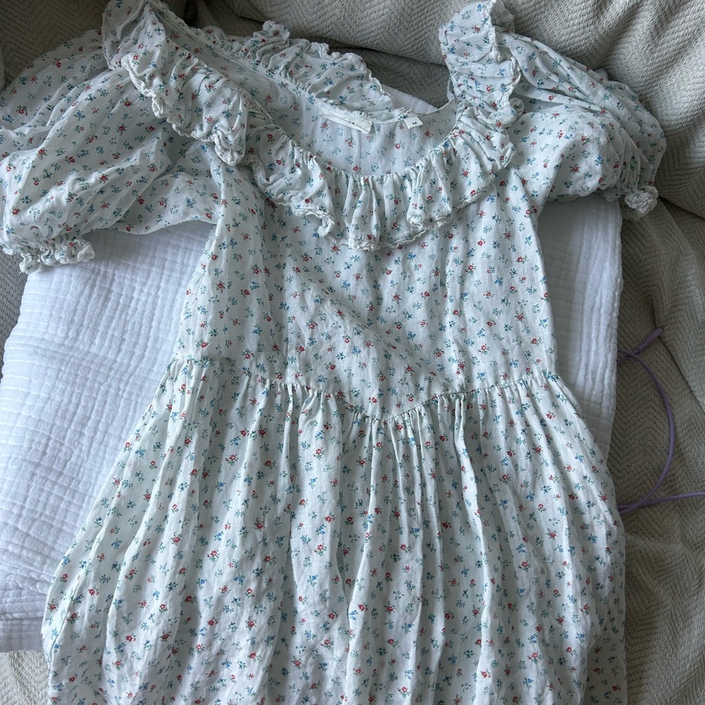 DÔEN Inspired Floral Ruffle Mini Dress